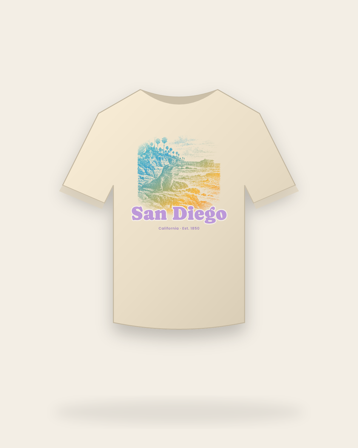 San Diego La Jolla Cove Classic Tee in Natural