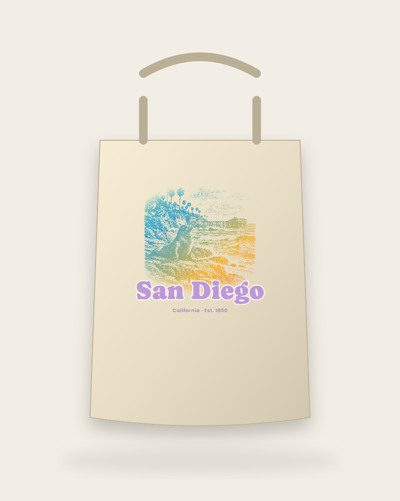 San Diego La Jolla Cove Canvas Tote