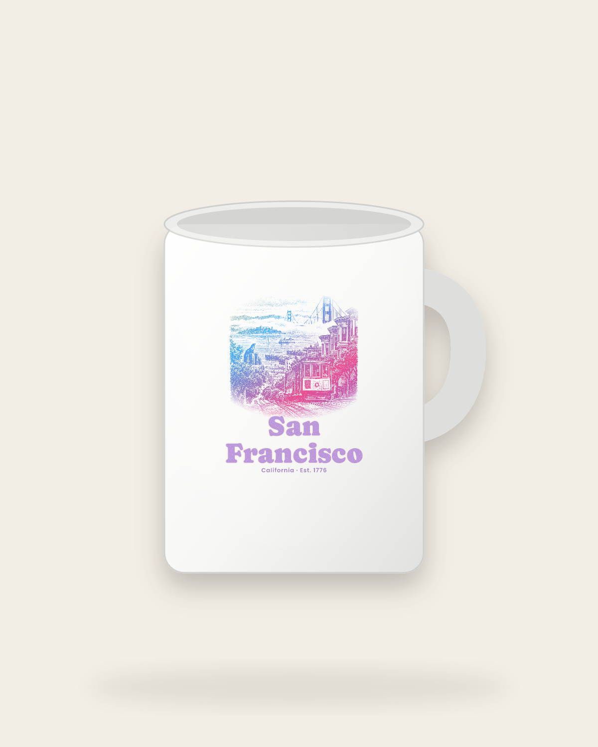 San Francisco Cable Car Hill Ceramic Mug 15oz in White