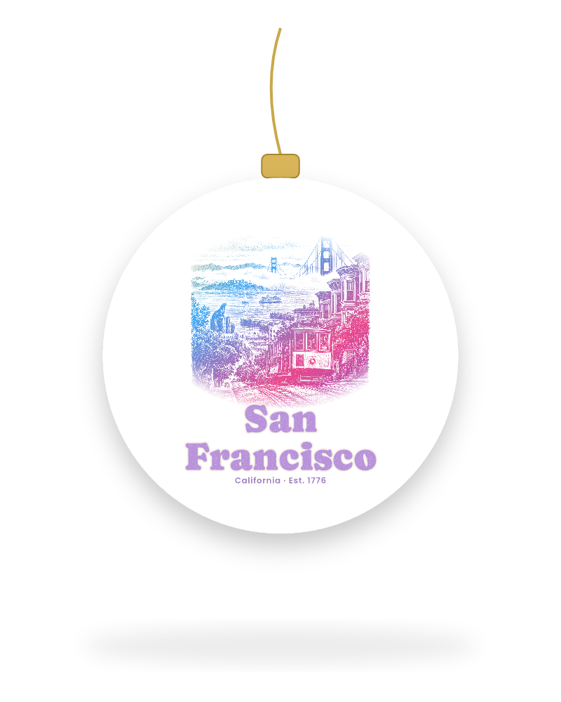 San Francisco Cable Car Hill Ceramic Ornament