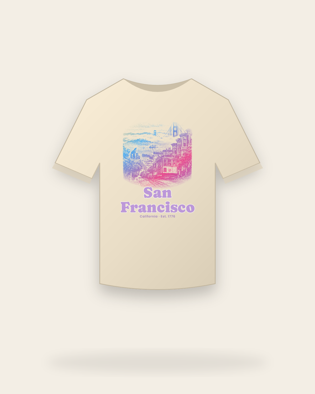 San Francisco Cable Car Hill Classic Tee in Natural
