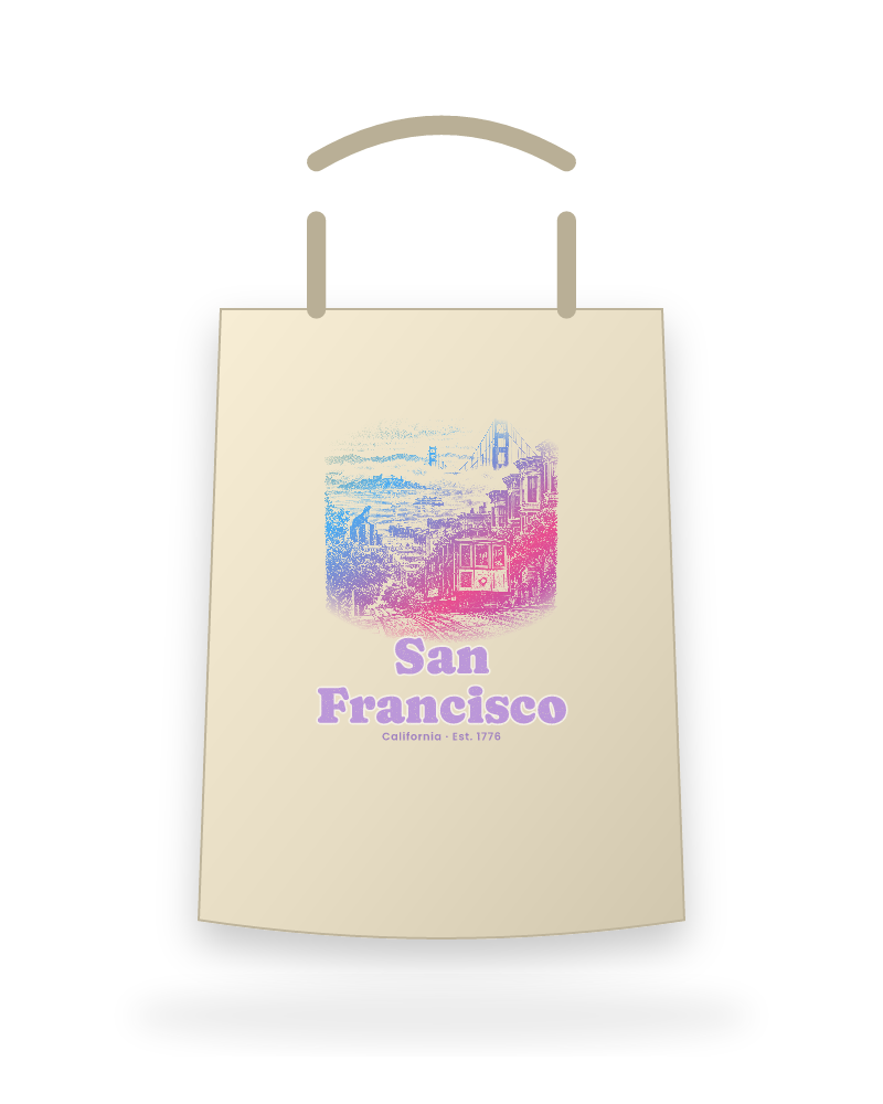 San Francisco Cable Car Hill Canvas Tote