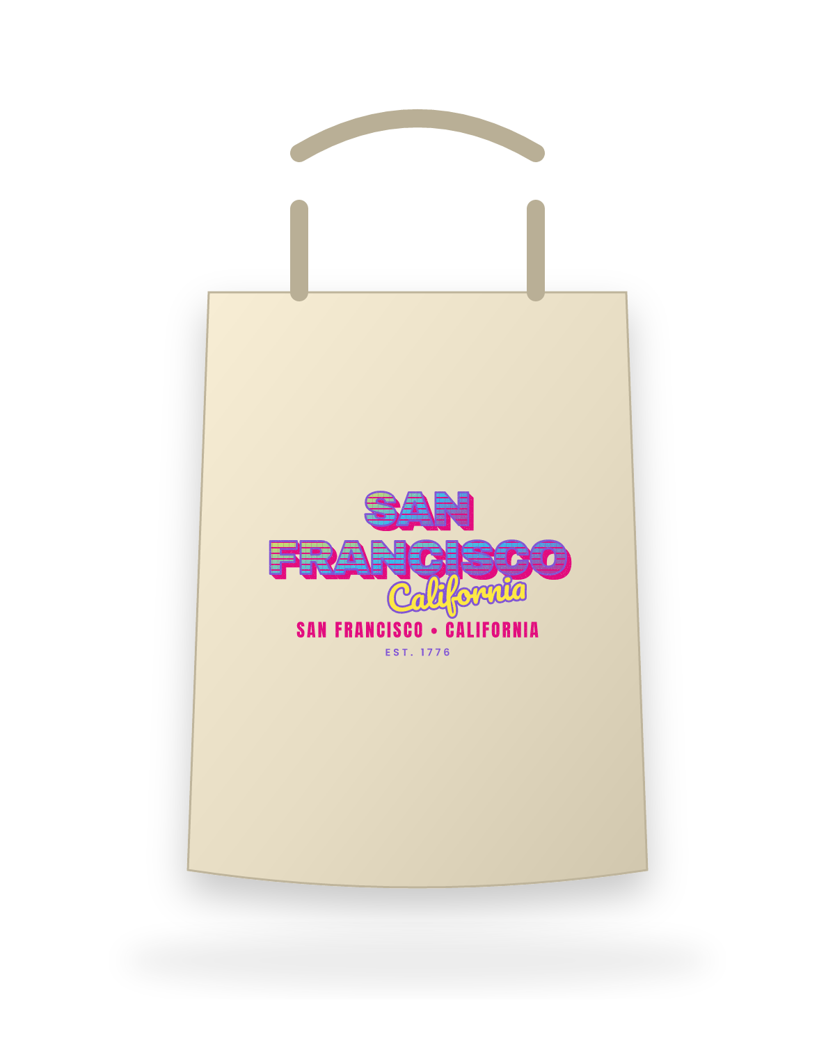 San Francisco Music TV Canvas Tote in Beige