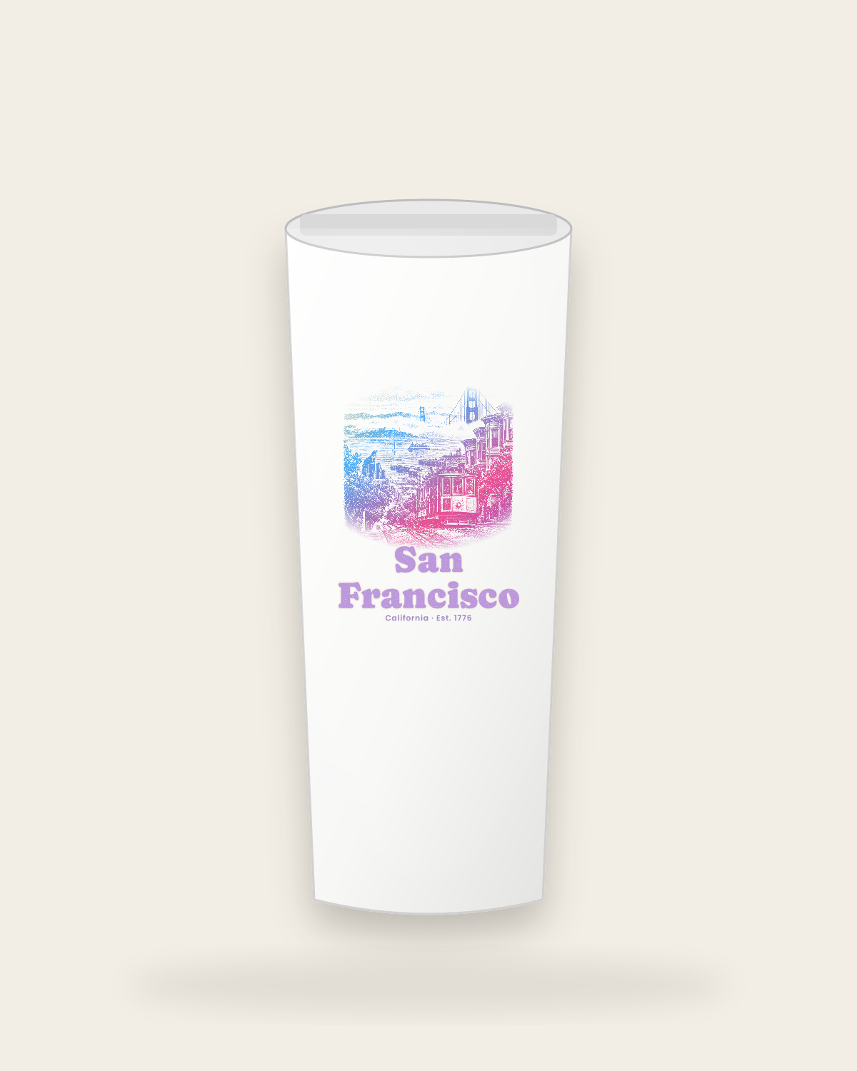 San Francisco Cable Car Hill Insulated Tumbler 20oz in White