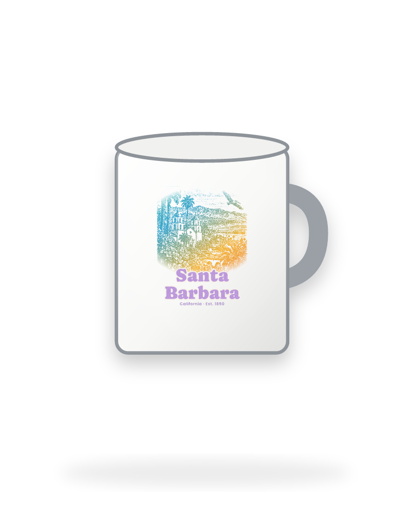 Santa Barbara Mission & Palms Enamel Camp Mug