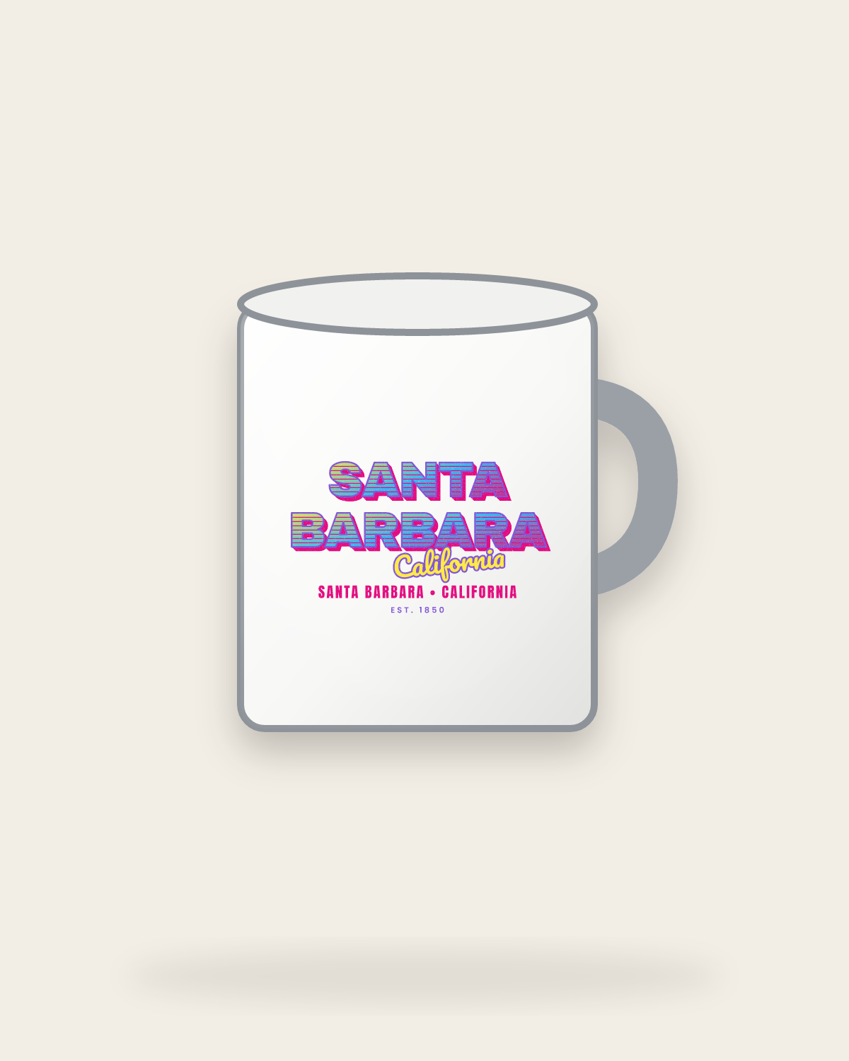 Santa Barbara Music TV Enamel Camp Mug in White