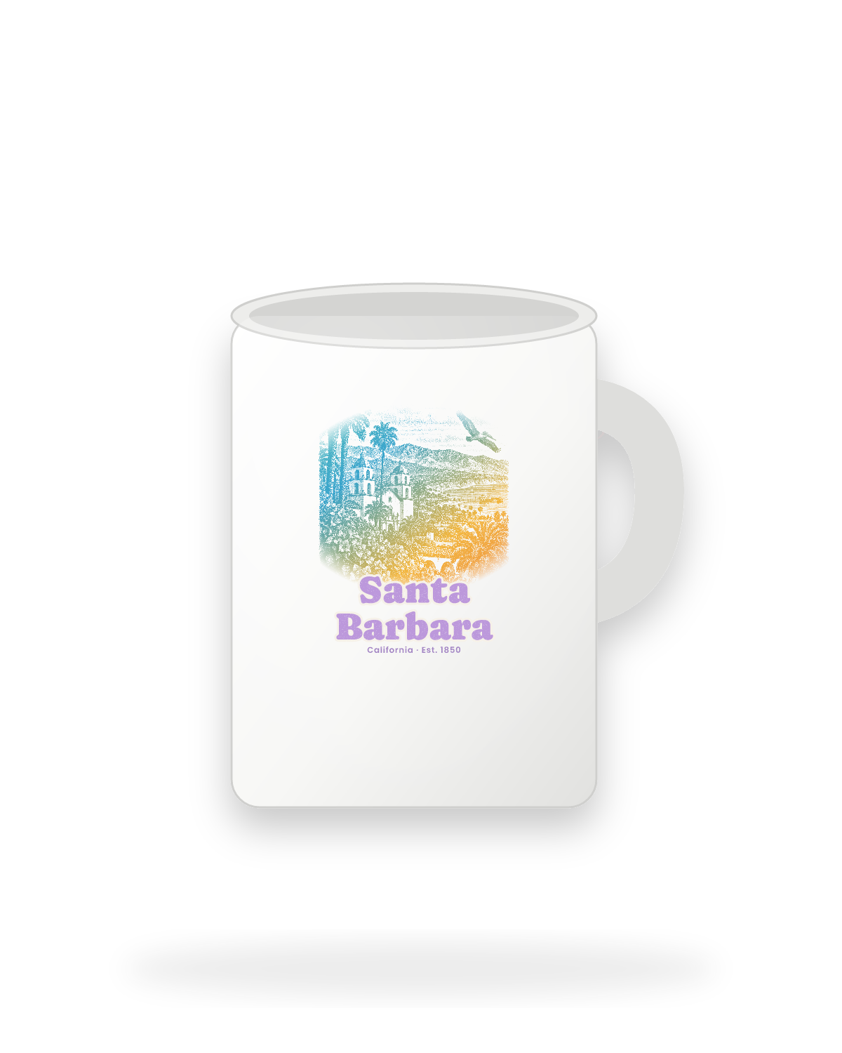 Santa Barbara Mission & Palms Ceramic Mug 15oz in White