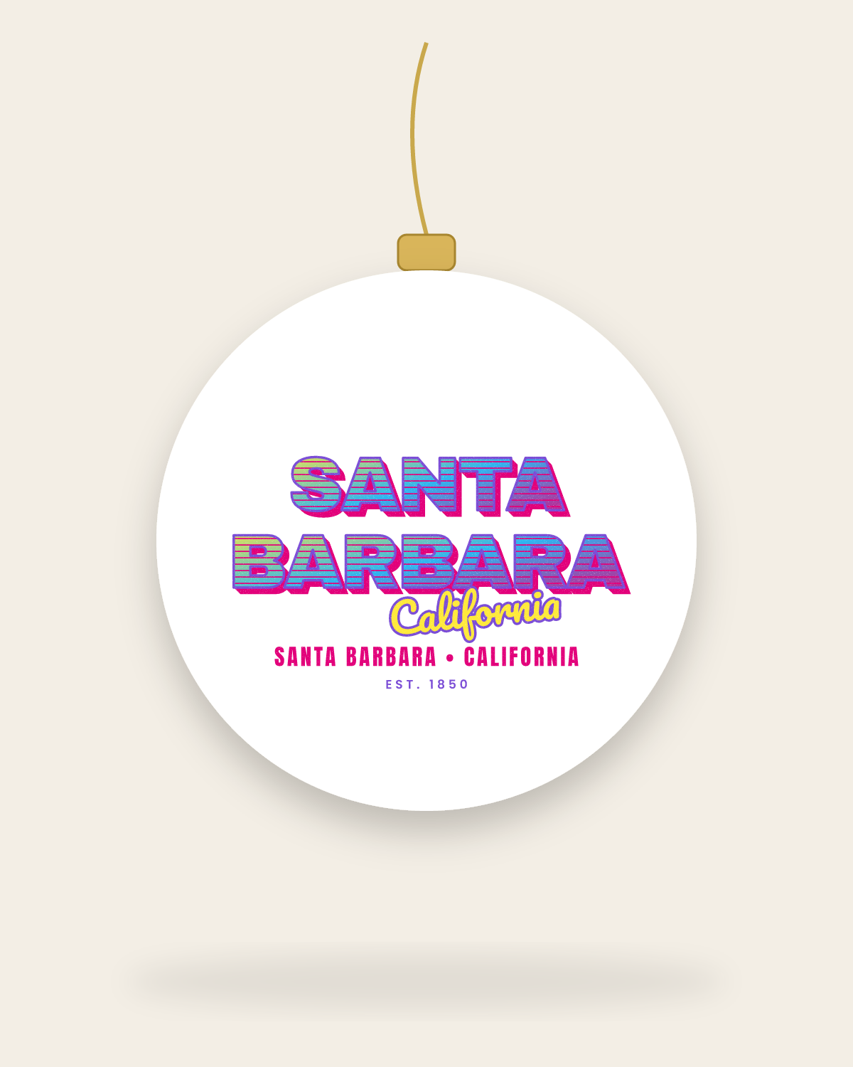 Santa Barbara Music TV Ceramic Ornament in White