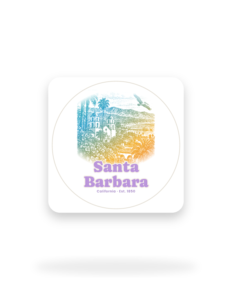 Santa Barbara Mission & Palms Kiss-Cut Sticker