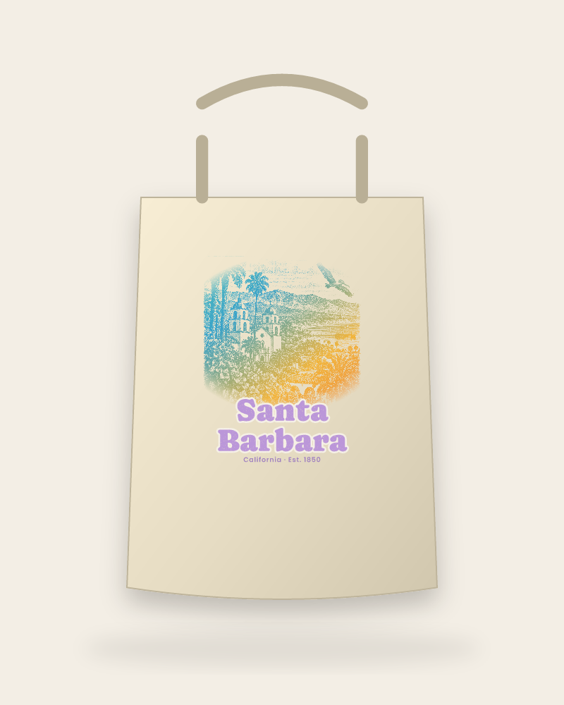 Santa Barbara Mission & Palms Canvas Tote