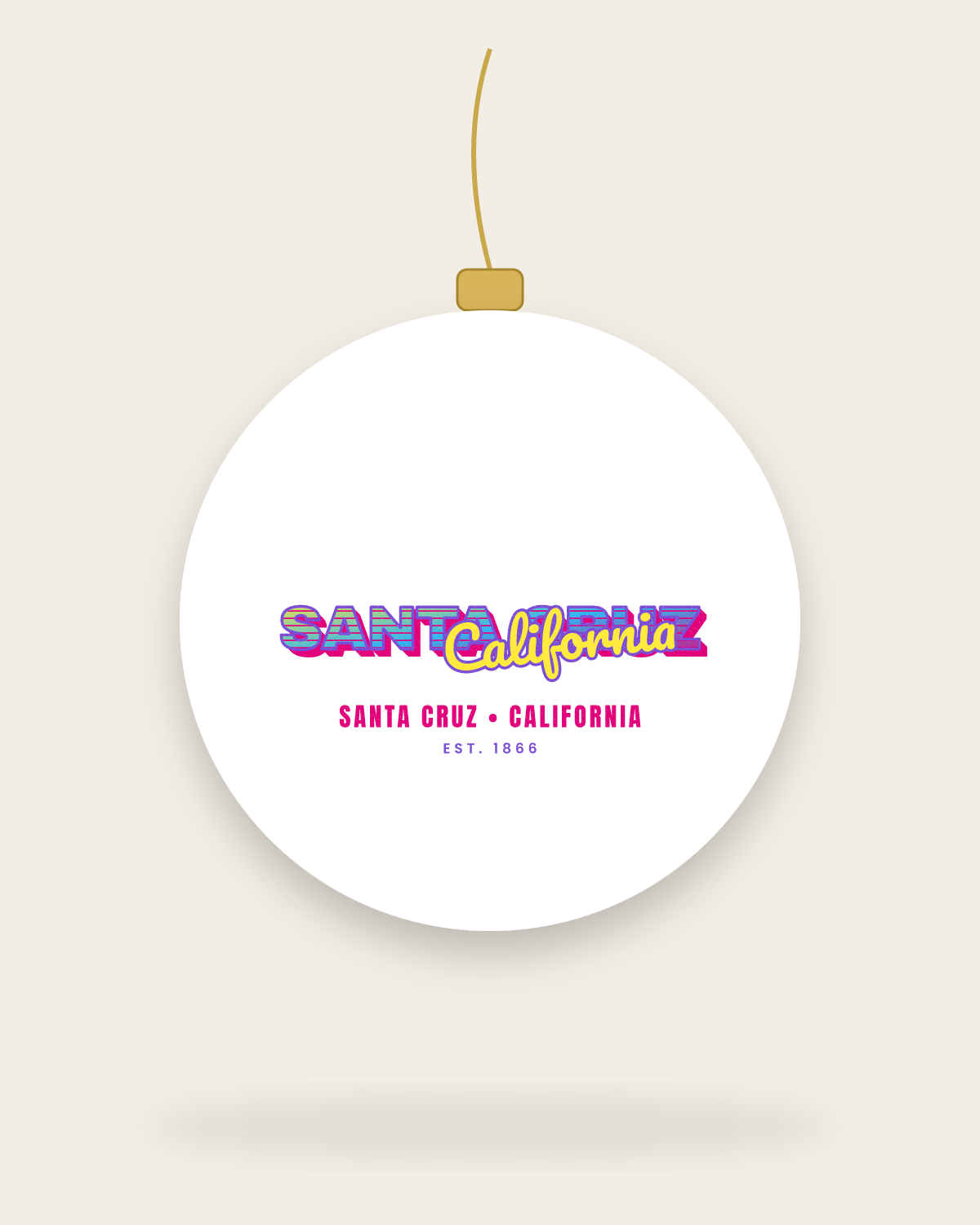 Santa Cruz Music TV Ceramic Ornament in White