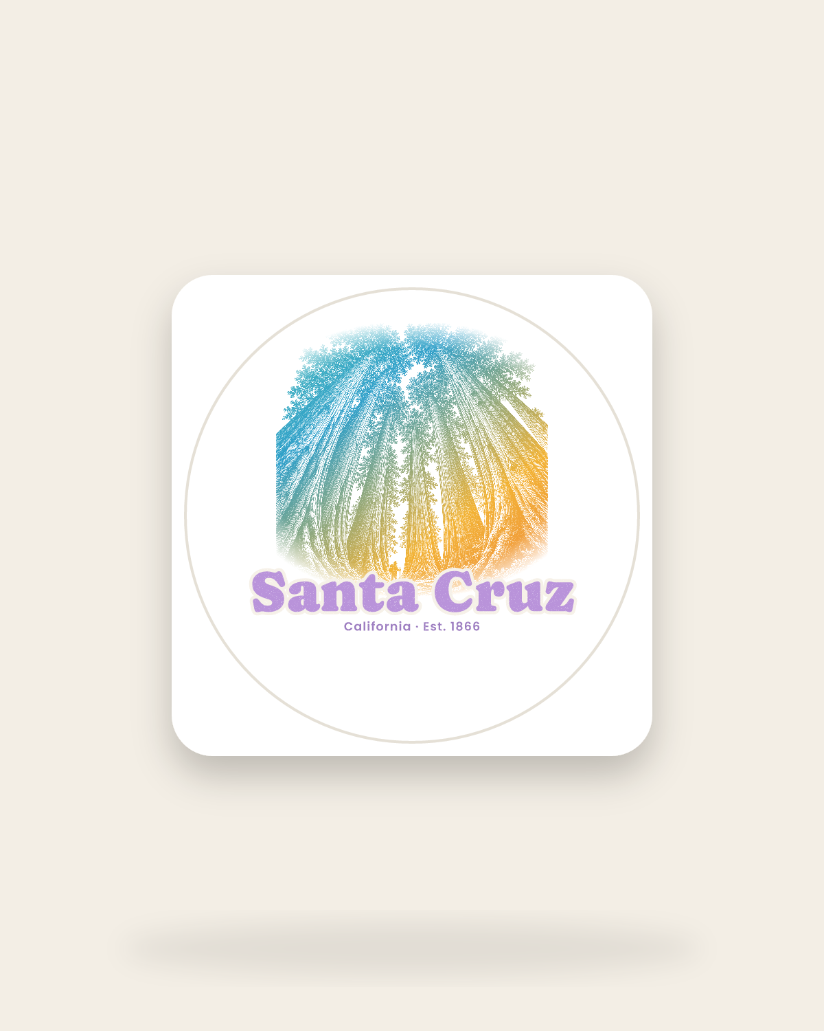Santa Cruz Redwood Cathedral Kiss-Cut Sticker in White