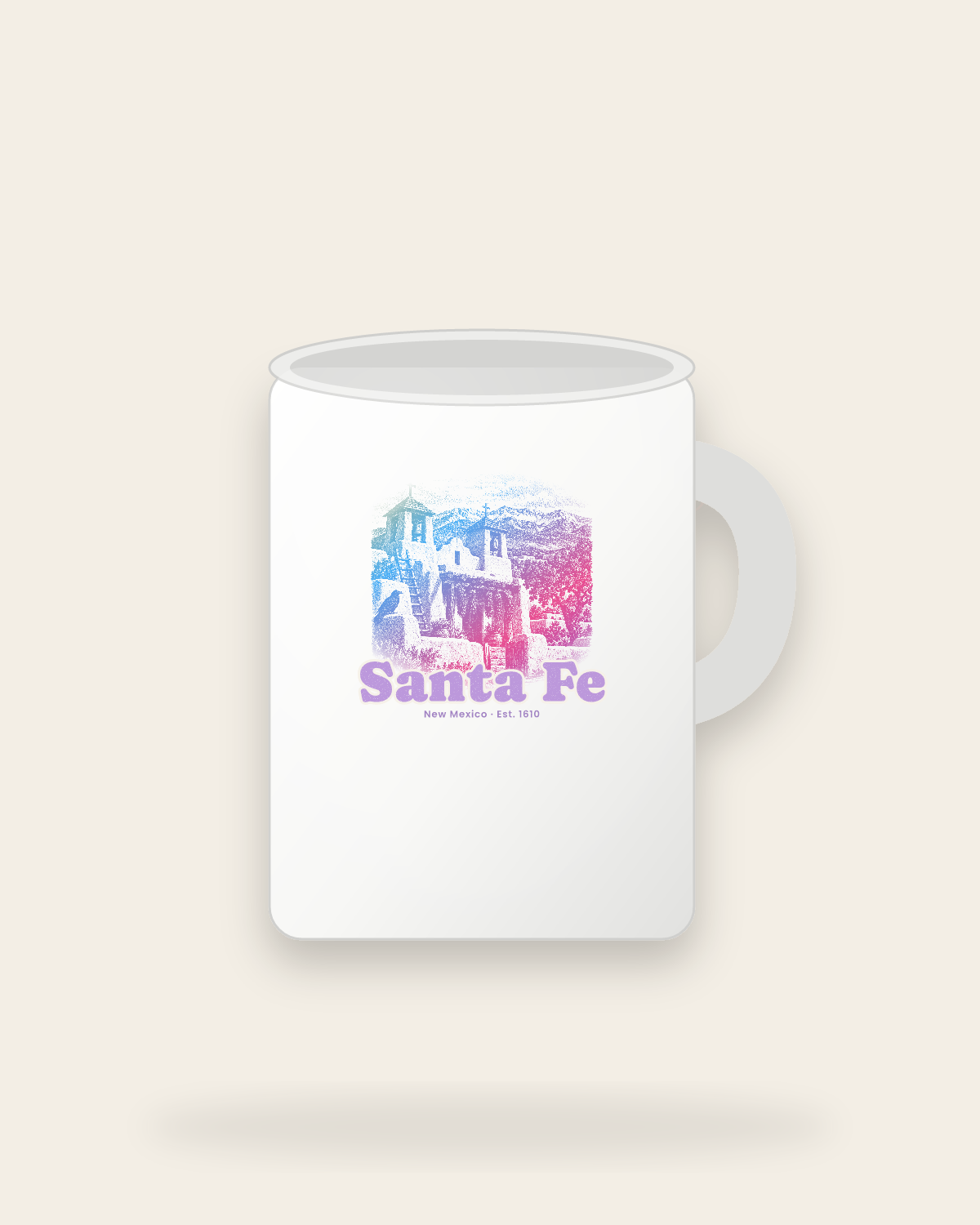 Santa Fe Adobe Church Ceramic Mug 15oz in White