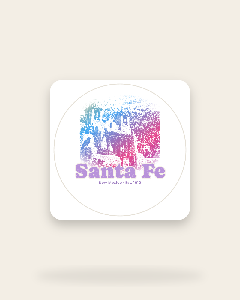 Santa Fe Adobe Church Kiss-Cut Sticker