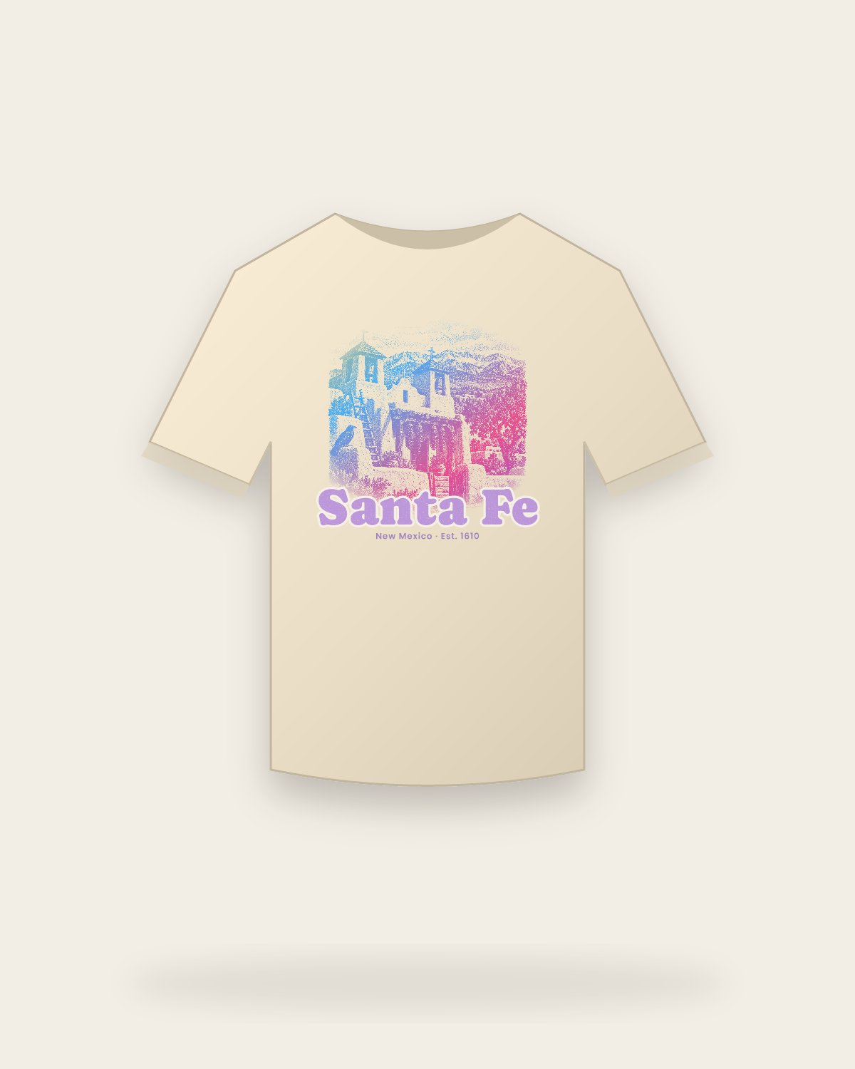 Santa Fe, NM Adobe Church Classic Tee in Natural