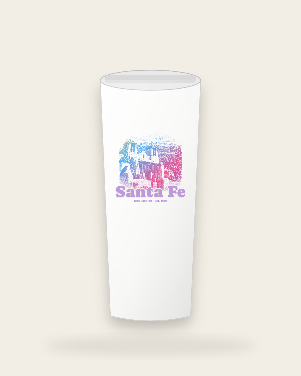 Santa Fe Adobe Church Insulated Tumbler 20oz in White
