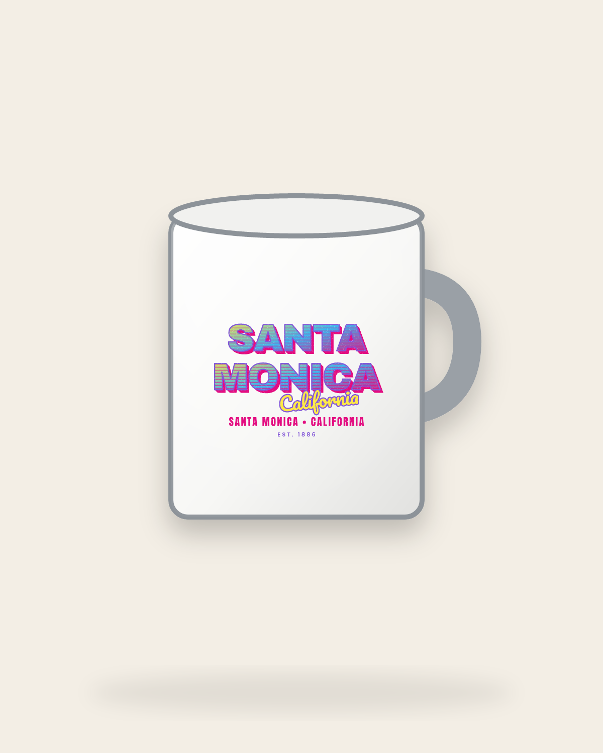 Santa Monica Music TV Enamel Camp Mug in White