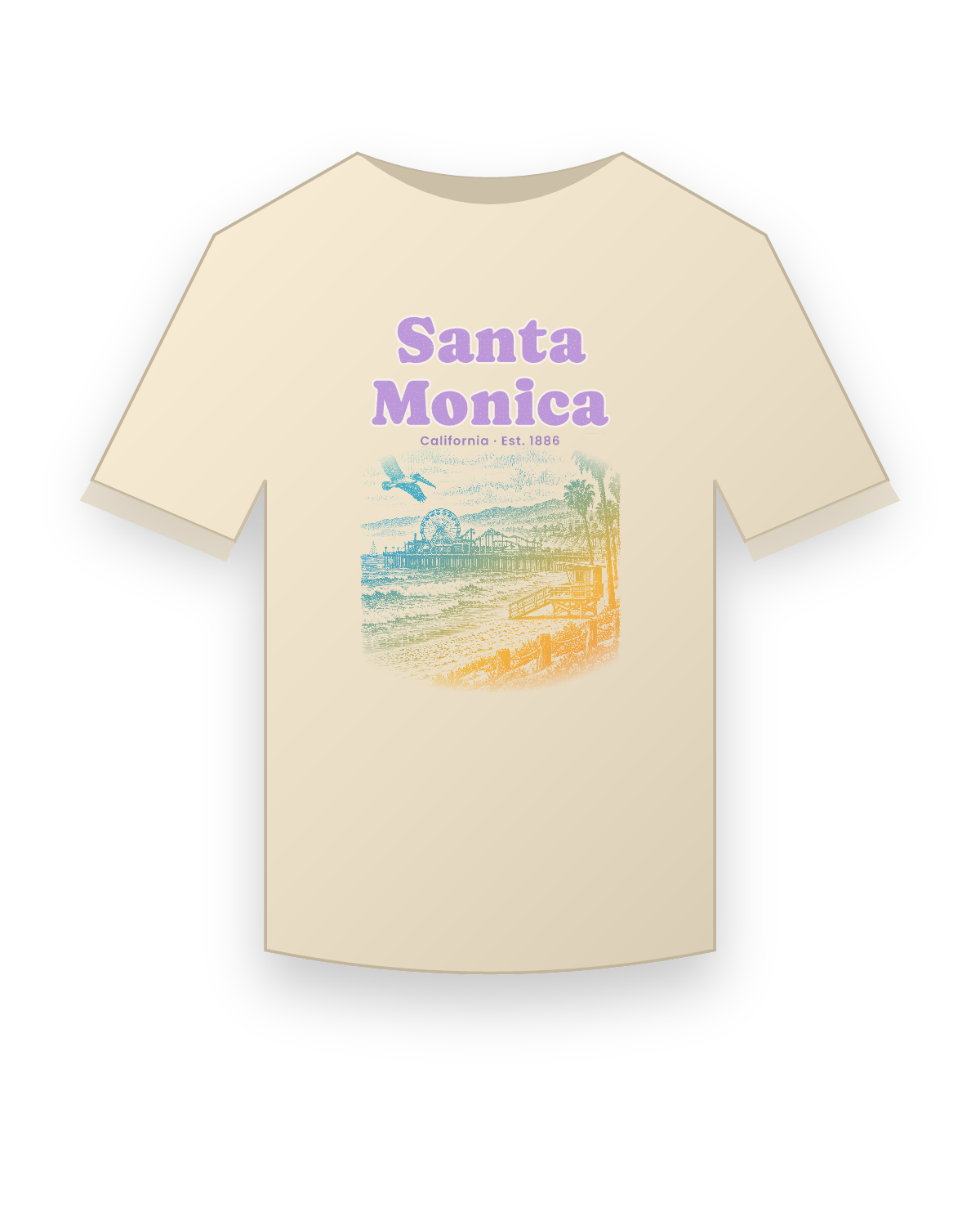 Santa Monica Pier Ferris Wheel Classic Tee in Natural