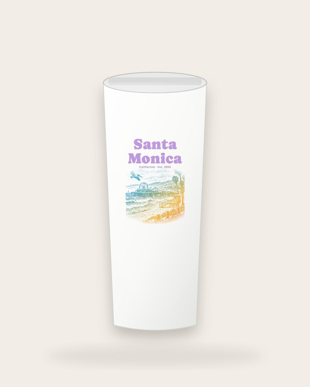Santa Monica Pier Ferris Wheel Insulated Tumbler 20oz in White