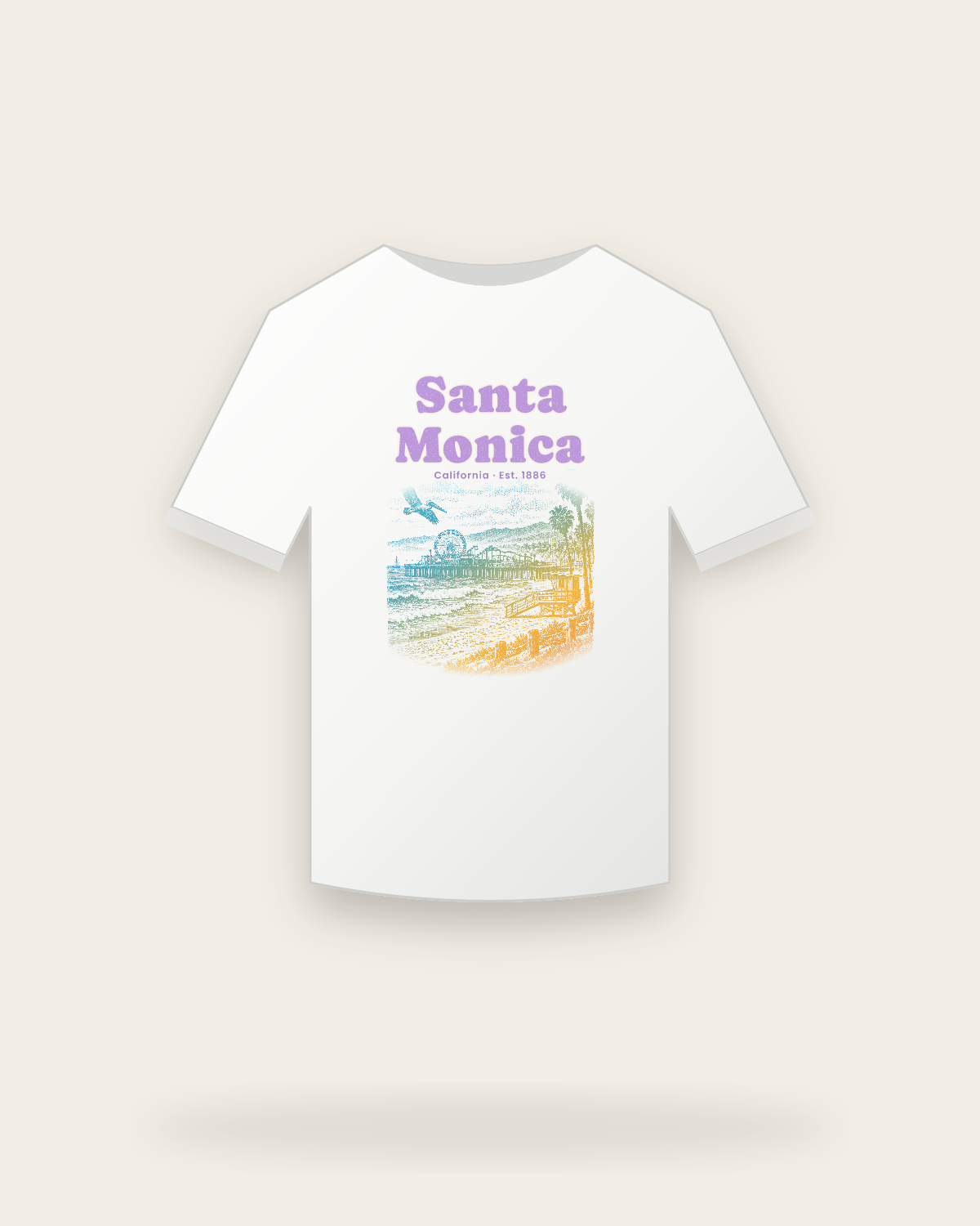 Santa Monica Pier Ferris Wheel Youth Tee in White