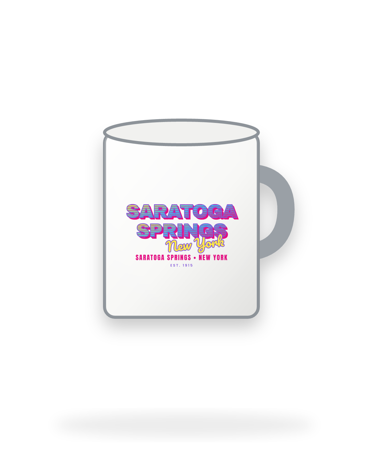 Saratoga Springs Music TV Enamel Camp Mug in White
