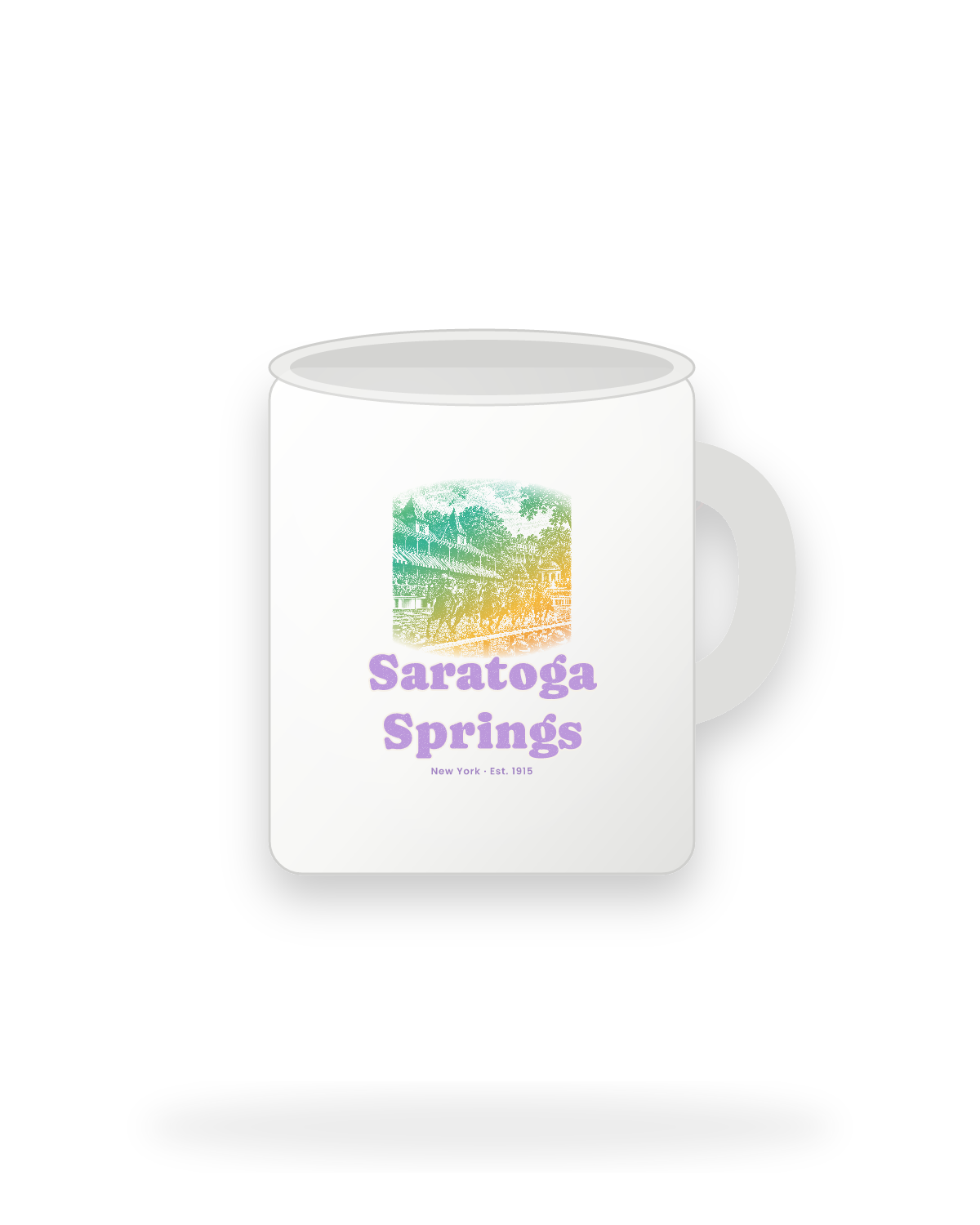 Saratoga Springs Homestretch Ceramic Mug 11oz in White