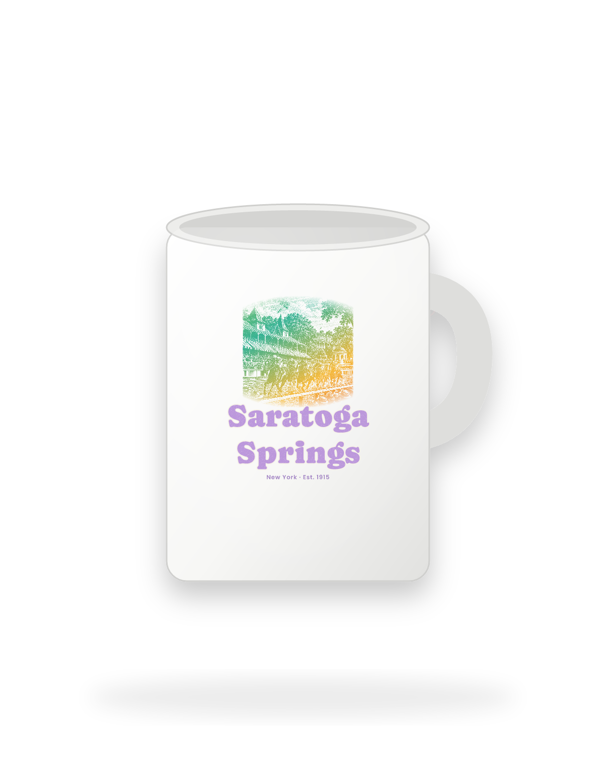 Saratoga Springs Homestretch Ceramic Mug 15oz in White