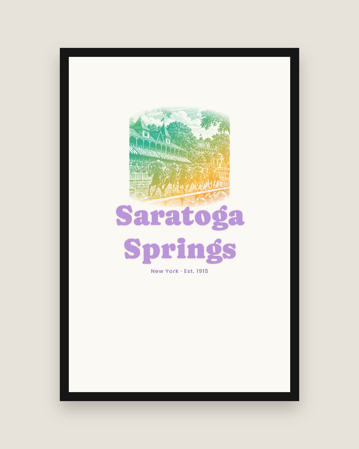 Saratoga Springs Homestretch Matte Poster in White