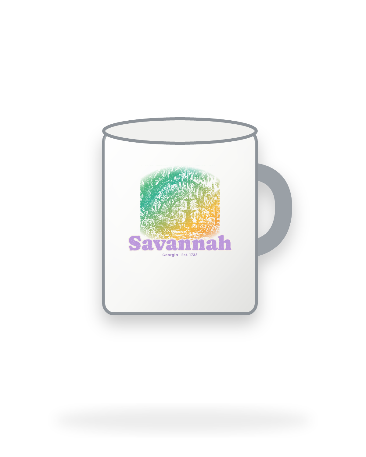 Savannah Moss & Fountain Enamel Camp Mug in White