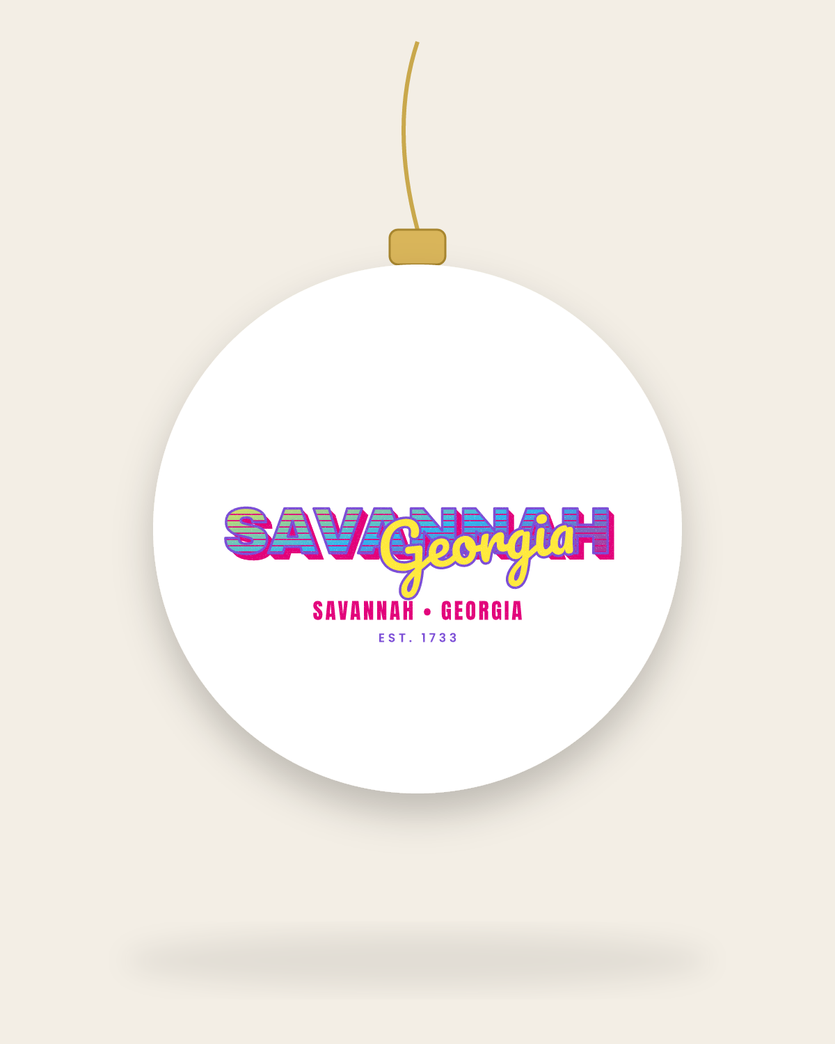 Savannah Music TV Ceramic Ornament in White