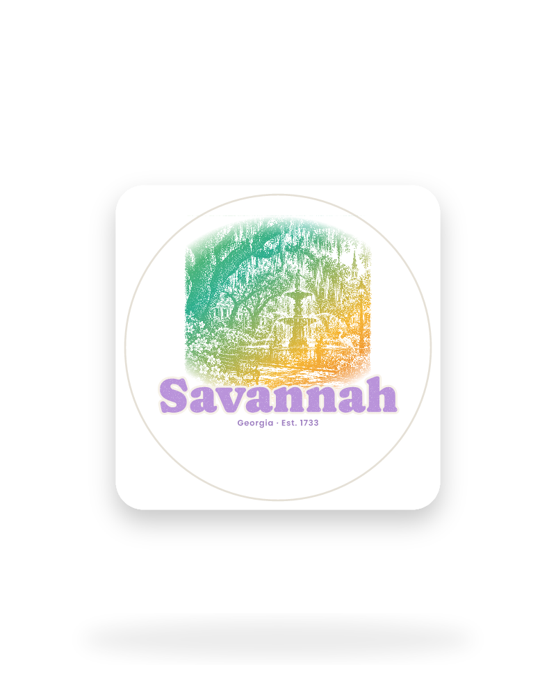 Savannah Moss & Fountain Kiss-Cut Sticker