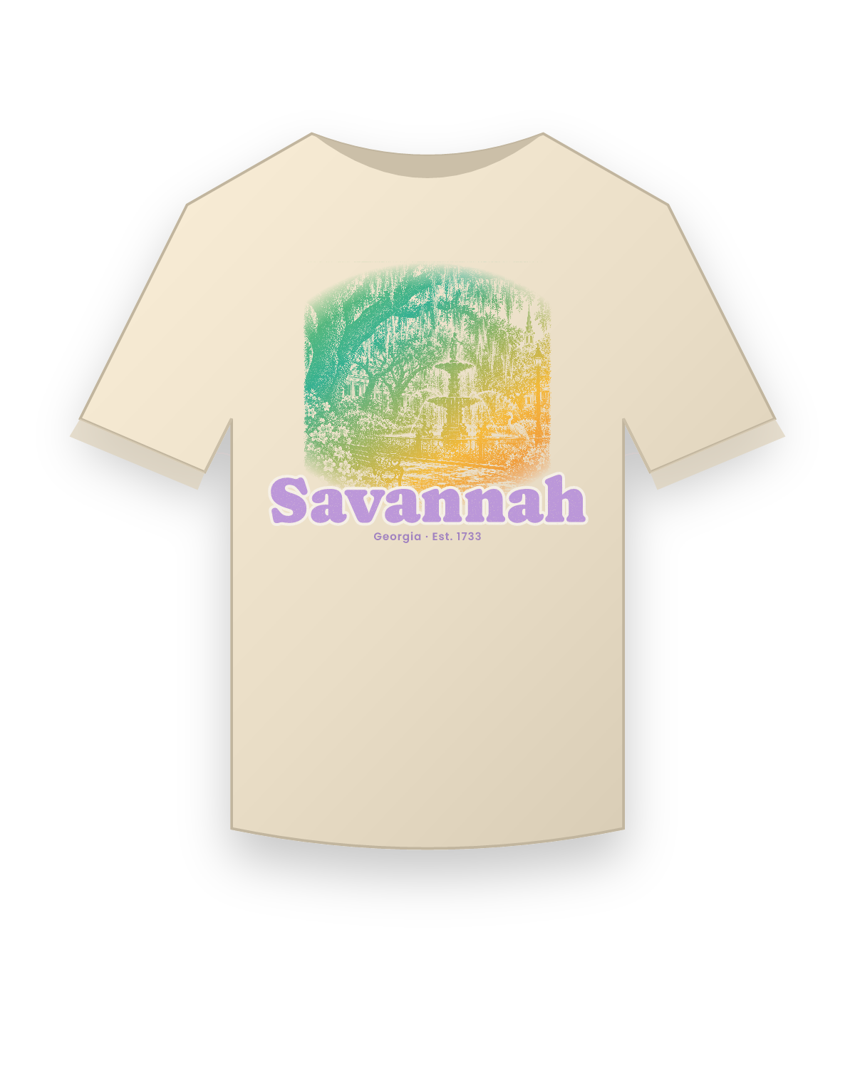 Savannah Moss & Fountain Organic Cotton Tee in Natural