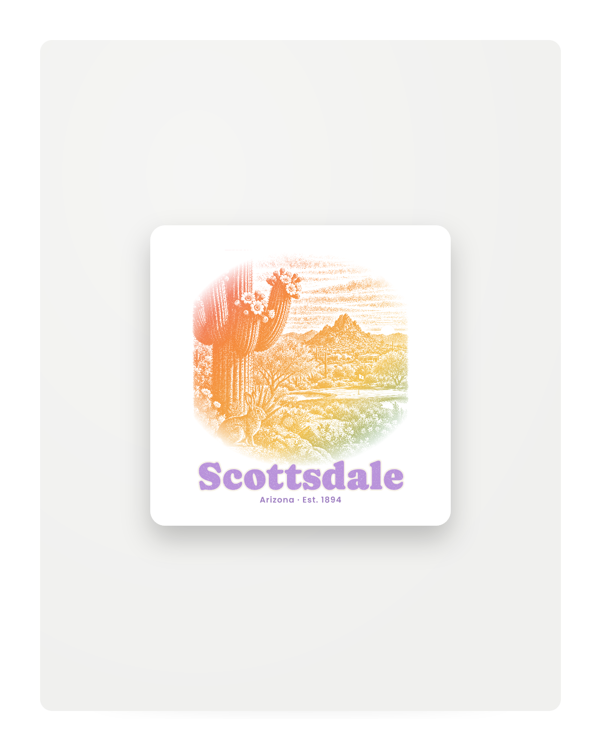 Scottsdale Saguaro Cottontail Fridge Magnet in White