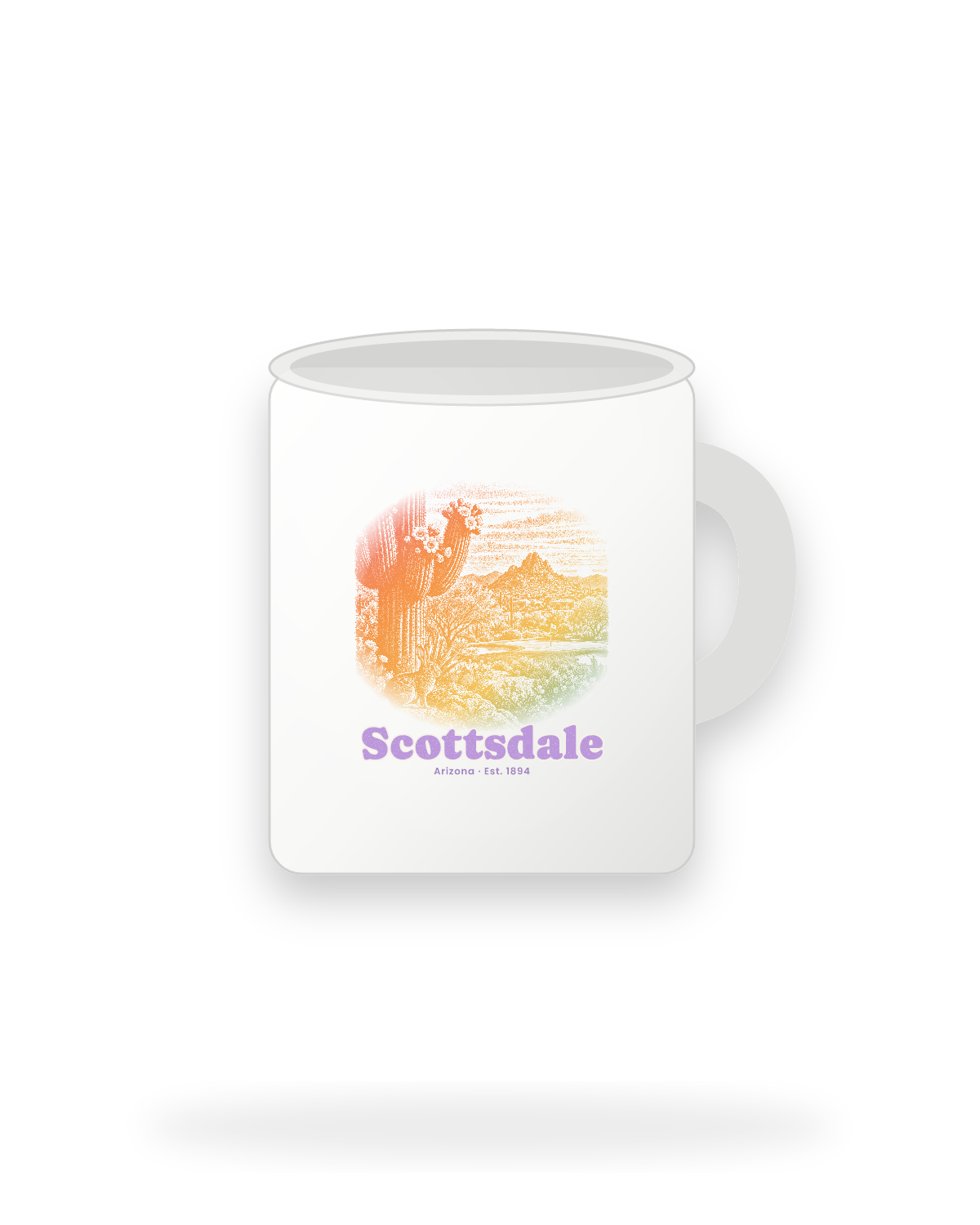 Scottsdale Saguaro Cottontail Ceramic Mug 11oz in White