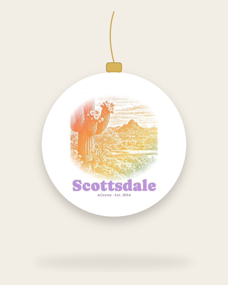 Scottsdale Saguaro Cottontail Ceramic Ornament