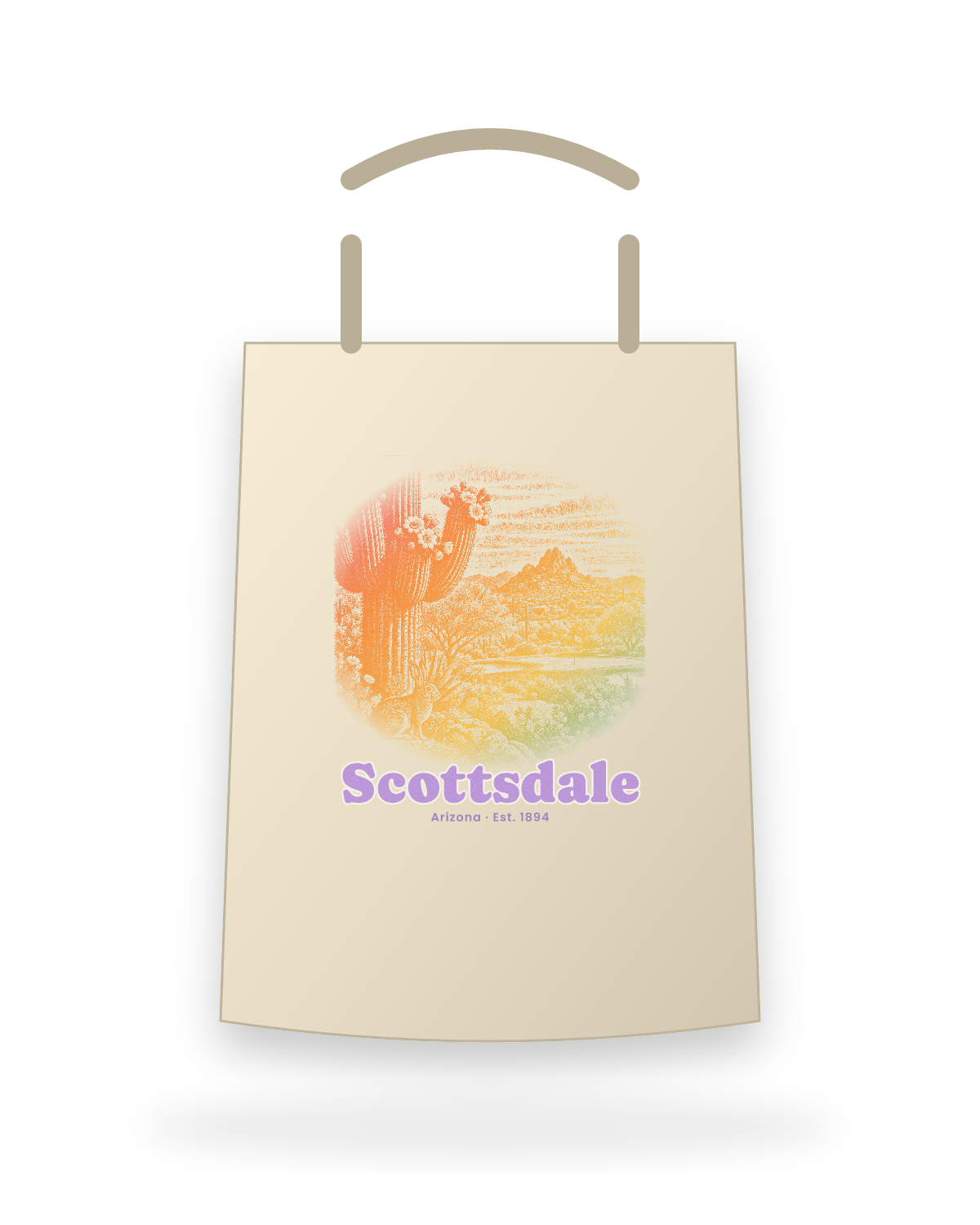 Scottsdale Saguaro Cottontail Canvas Tote in Beige