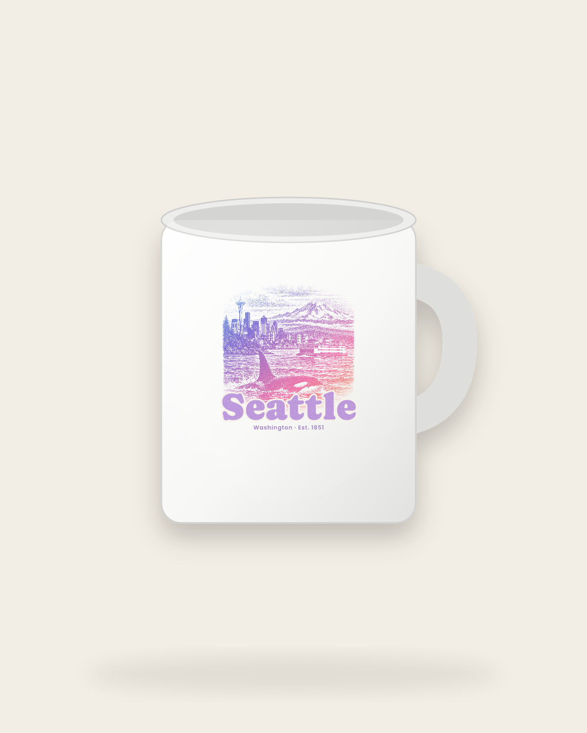 Seattle Sound Orca Ceramic Mug 11oz in White