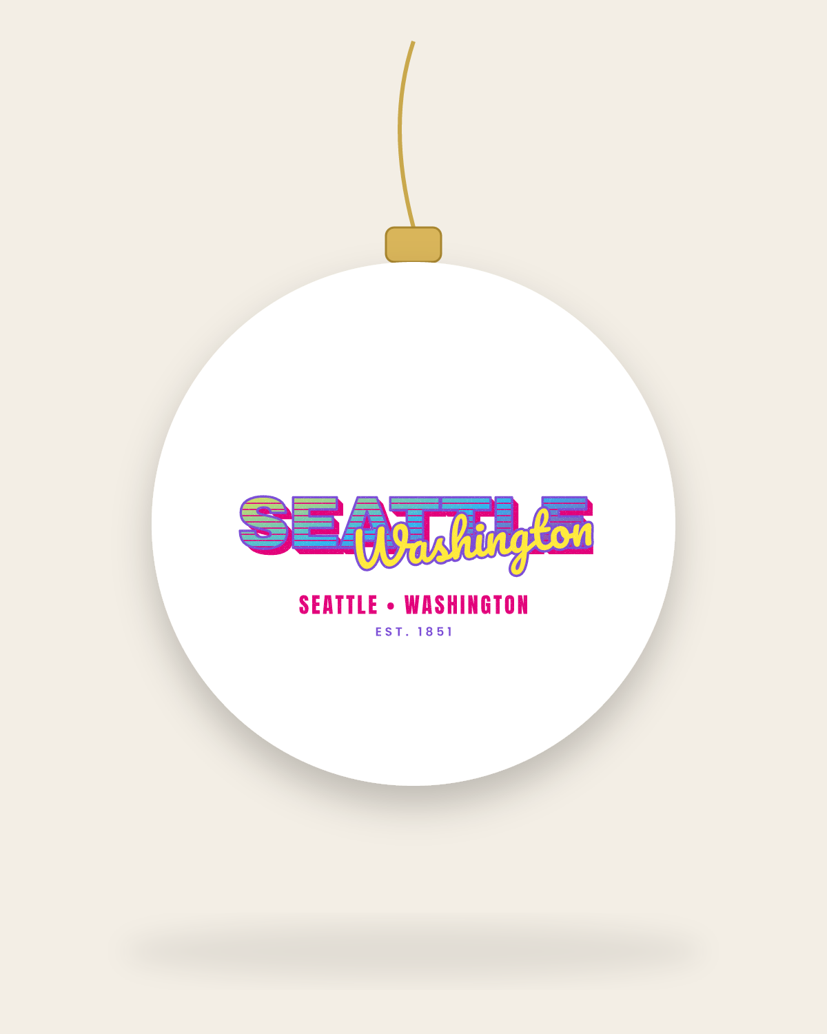 Seattle Music TV Ceramic Ornament in White