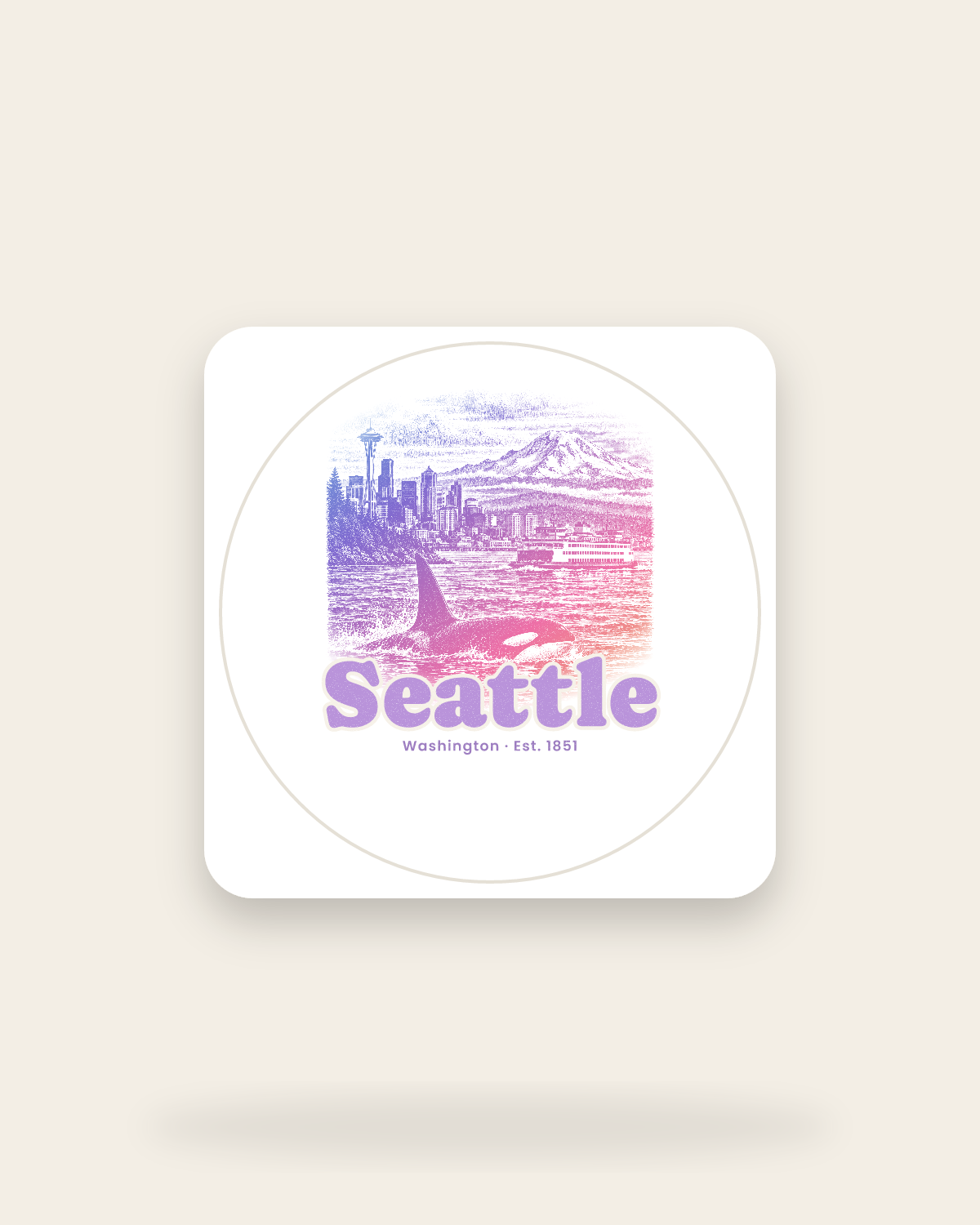 Seattle Sound Orca Kiss-Cut Sticker in White