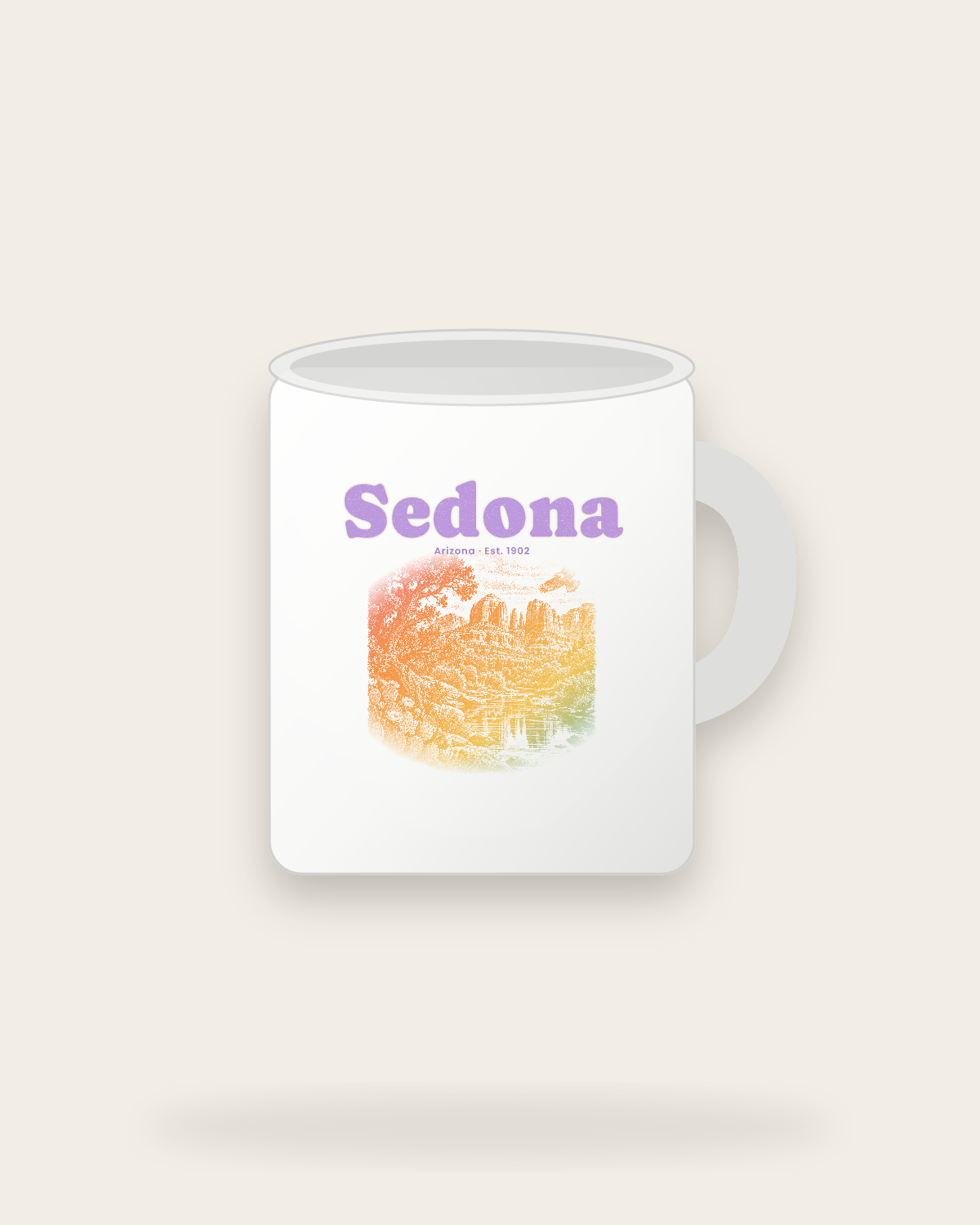 Sedona Cathedral Rock Ceramic Mug 11oz in White