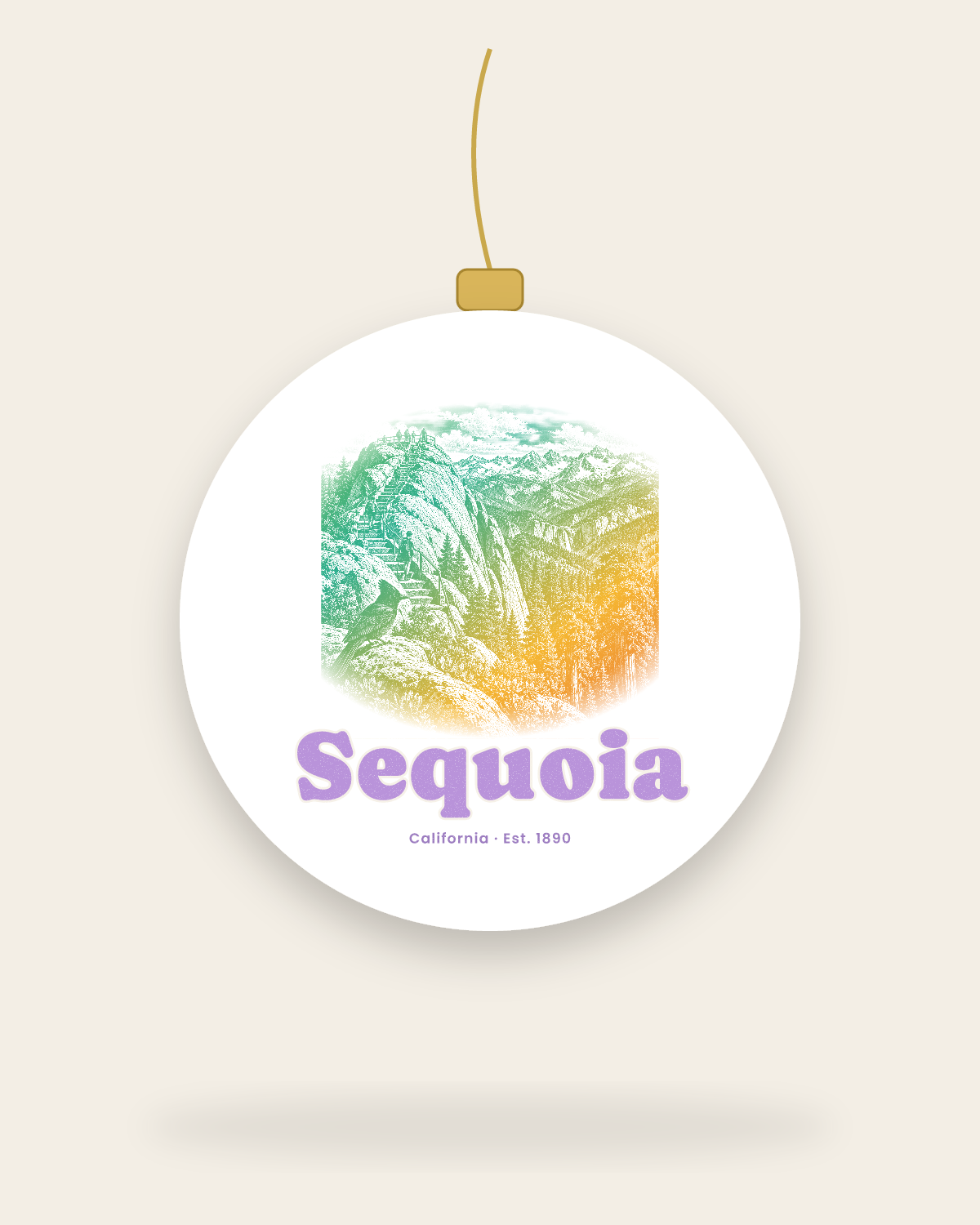 Sequoia Moro Rock Ceramic Ornament in White