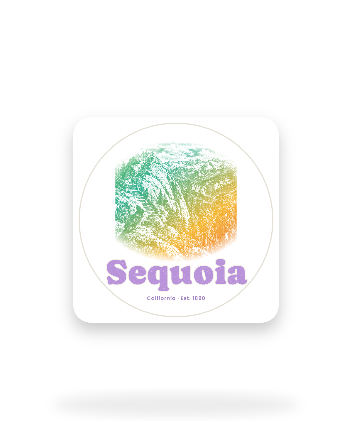 Sequoia Moro Rock Kiss-Cut Sticker in White