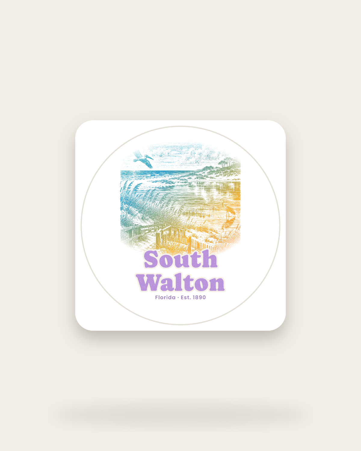 South Walton Dune Lake Kiss-Cut Sticker in White
