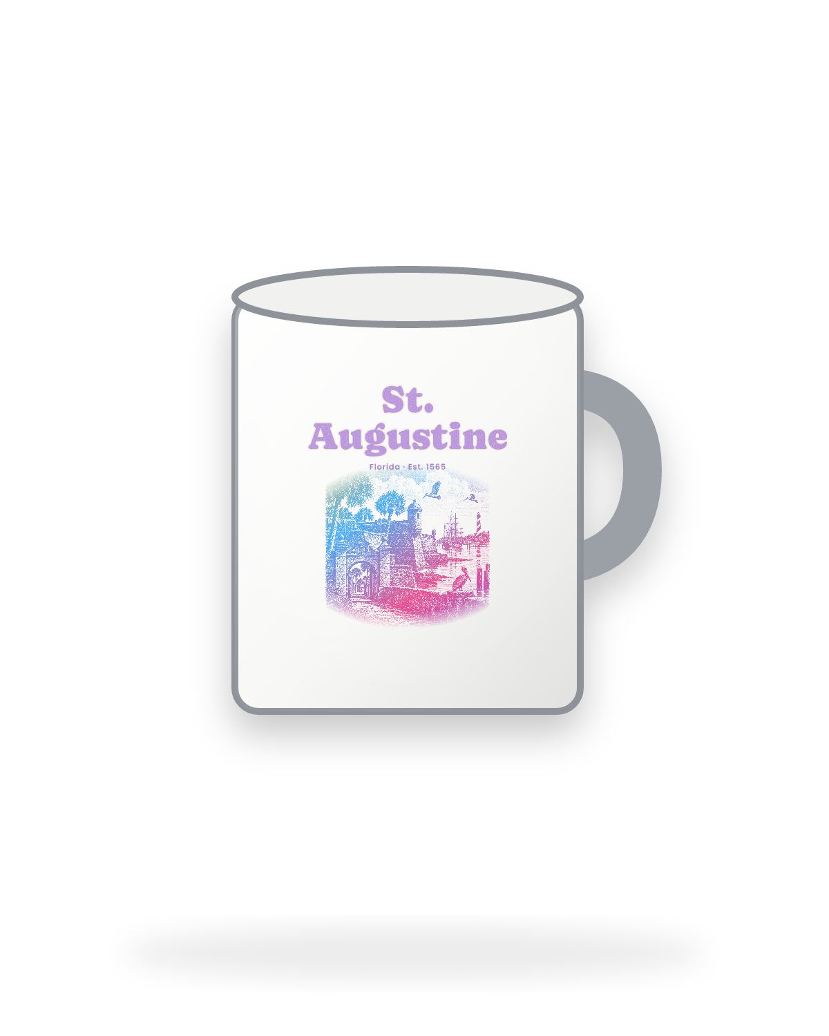 St. Augustine Old Fort & Lighthouse Enamel Camp Mug in White
