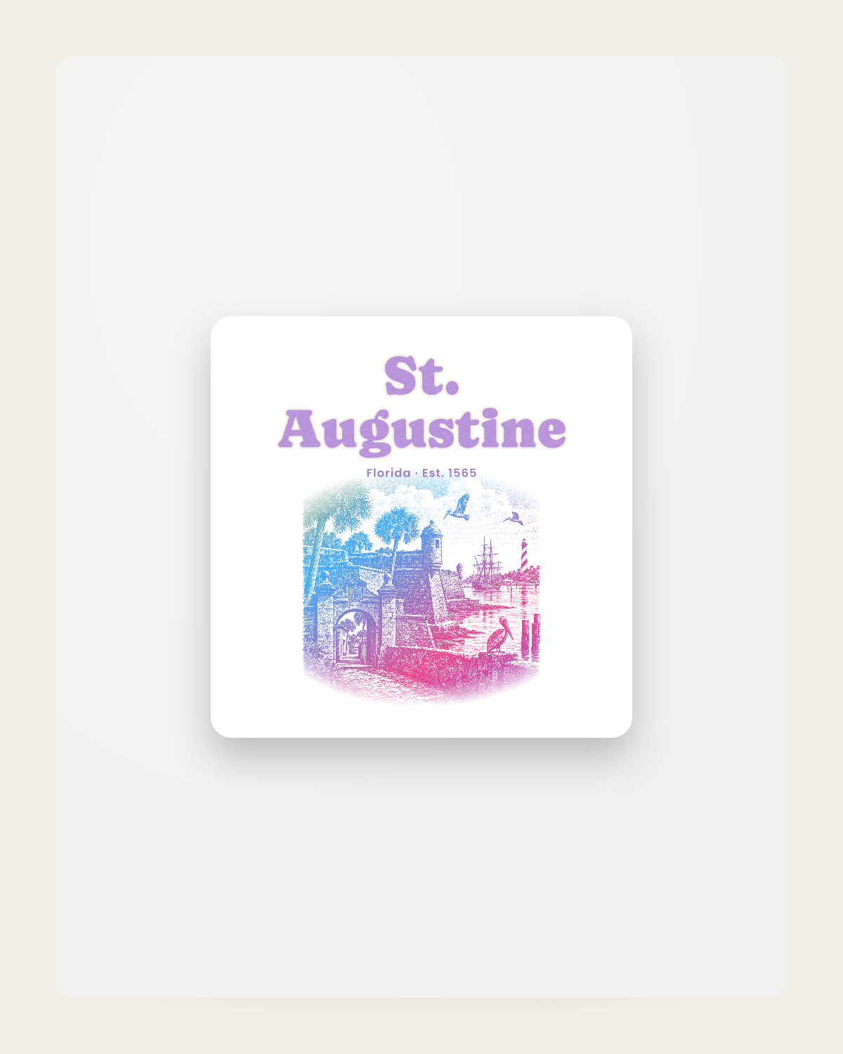 St. Augustine Old Fort & Lighthouse Fridge Magnet in White