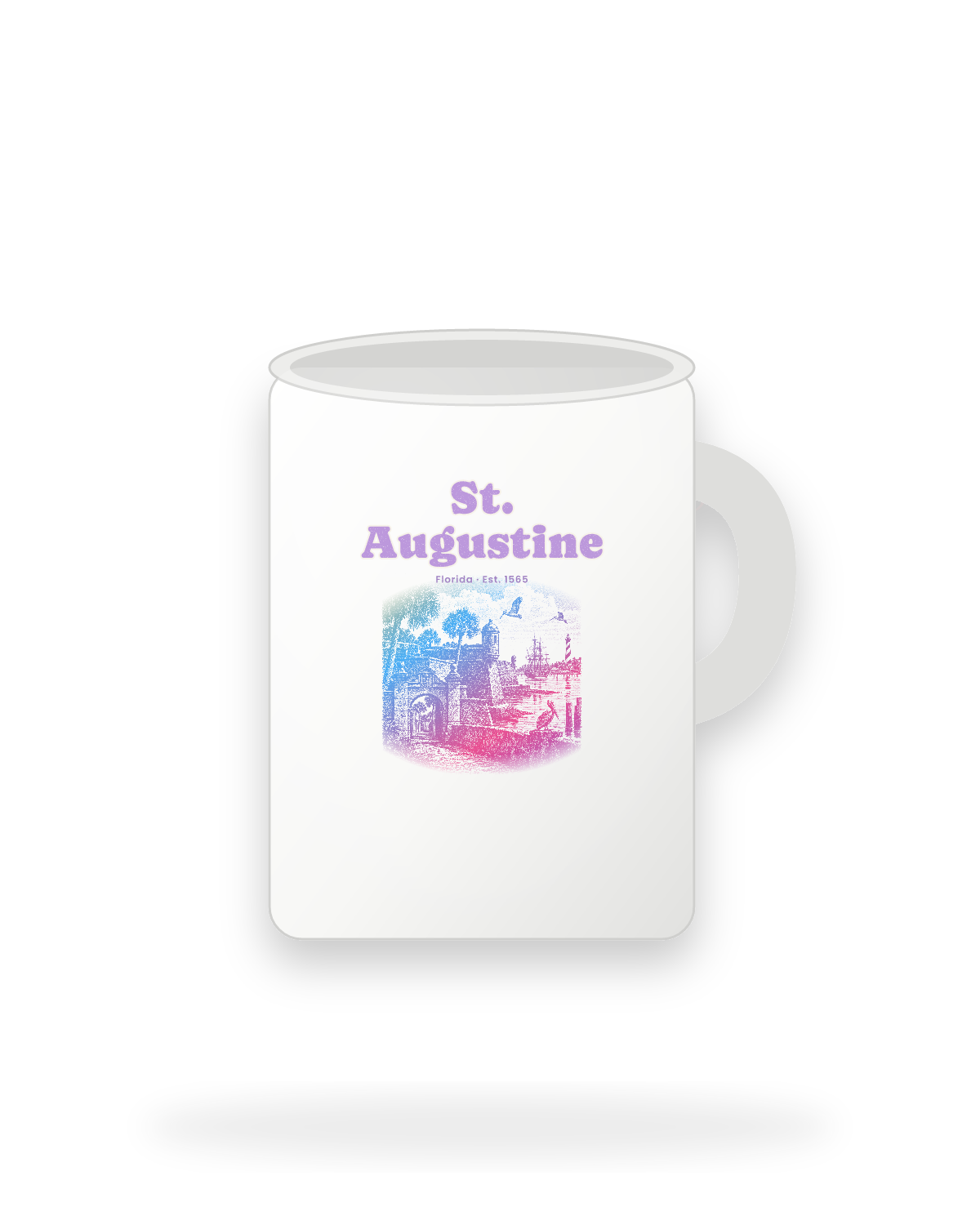 St. Augustine Old Fort & Lighthouse Ceramic Mug 15oz in White