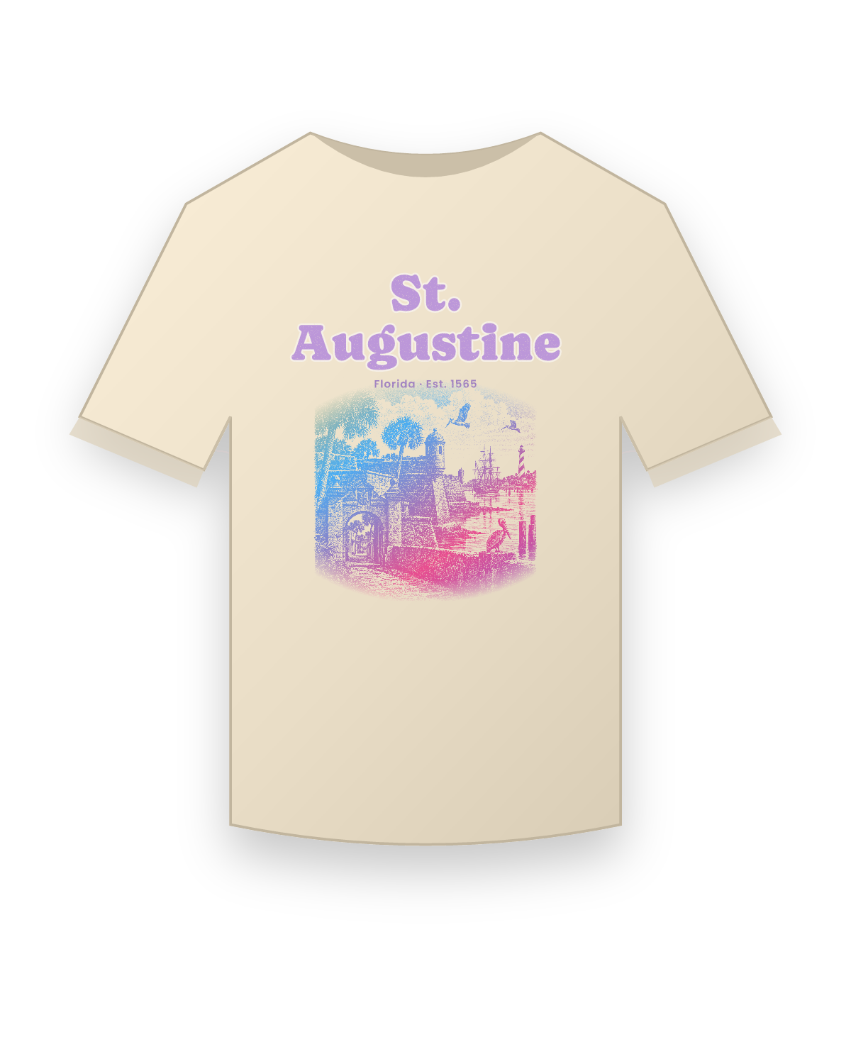 St. Augustine Old Fort & Lighthouse Classic Tee in Natural