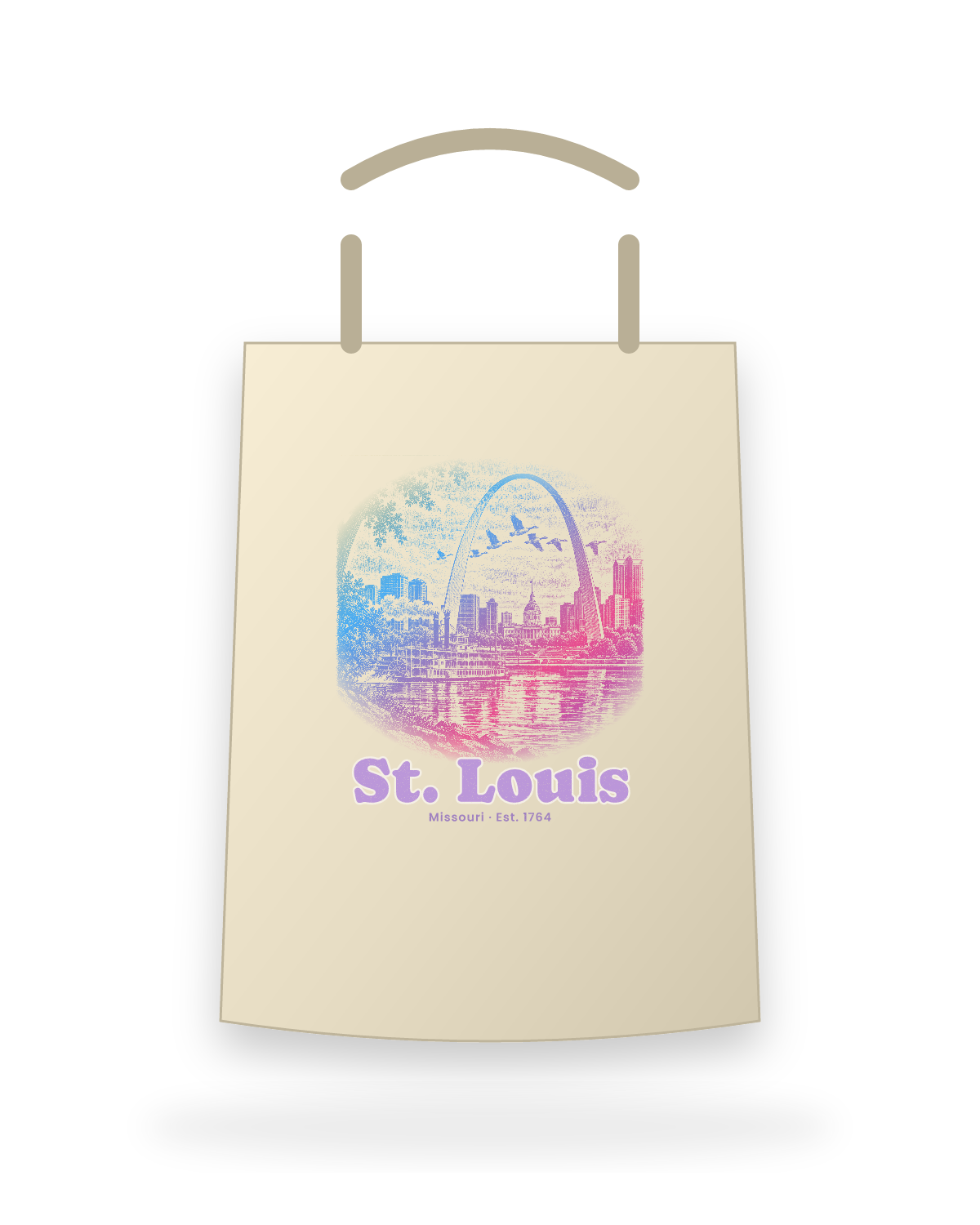 St. Louis Gateway Arch Canvas Tote in Beige