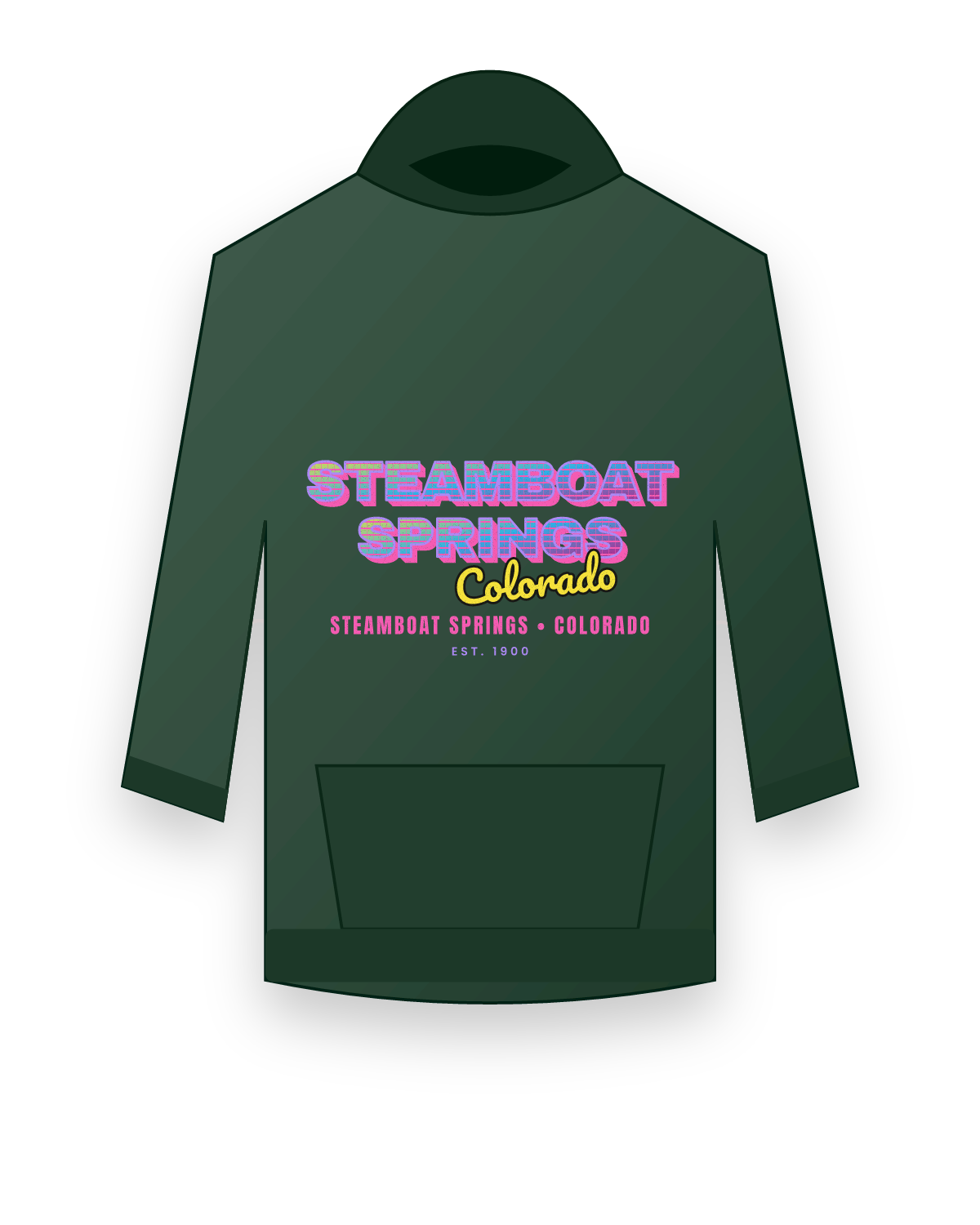 Steamboat Springs Music TV Hooded Sweatshirt in Forest Green