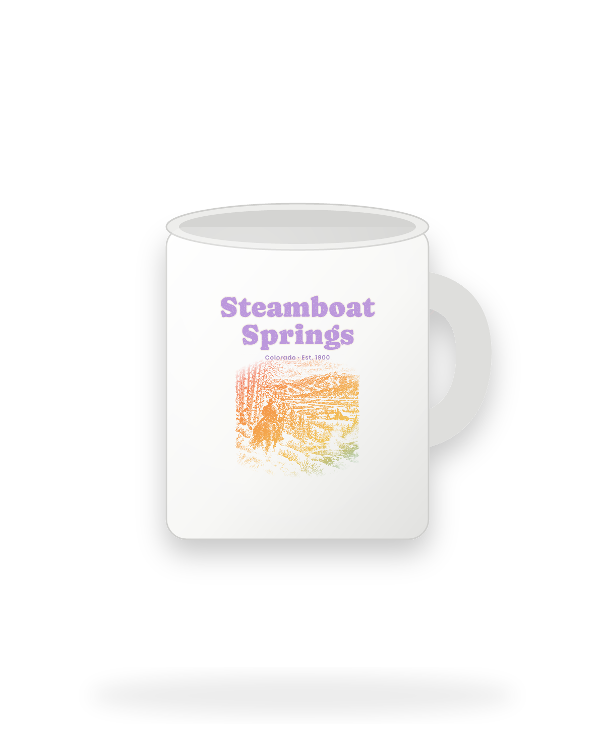 Steamboat Springs Cowboy Powder Ceramic Mug 11oz in White